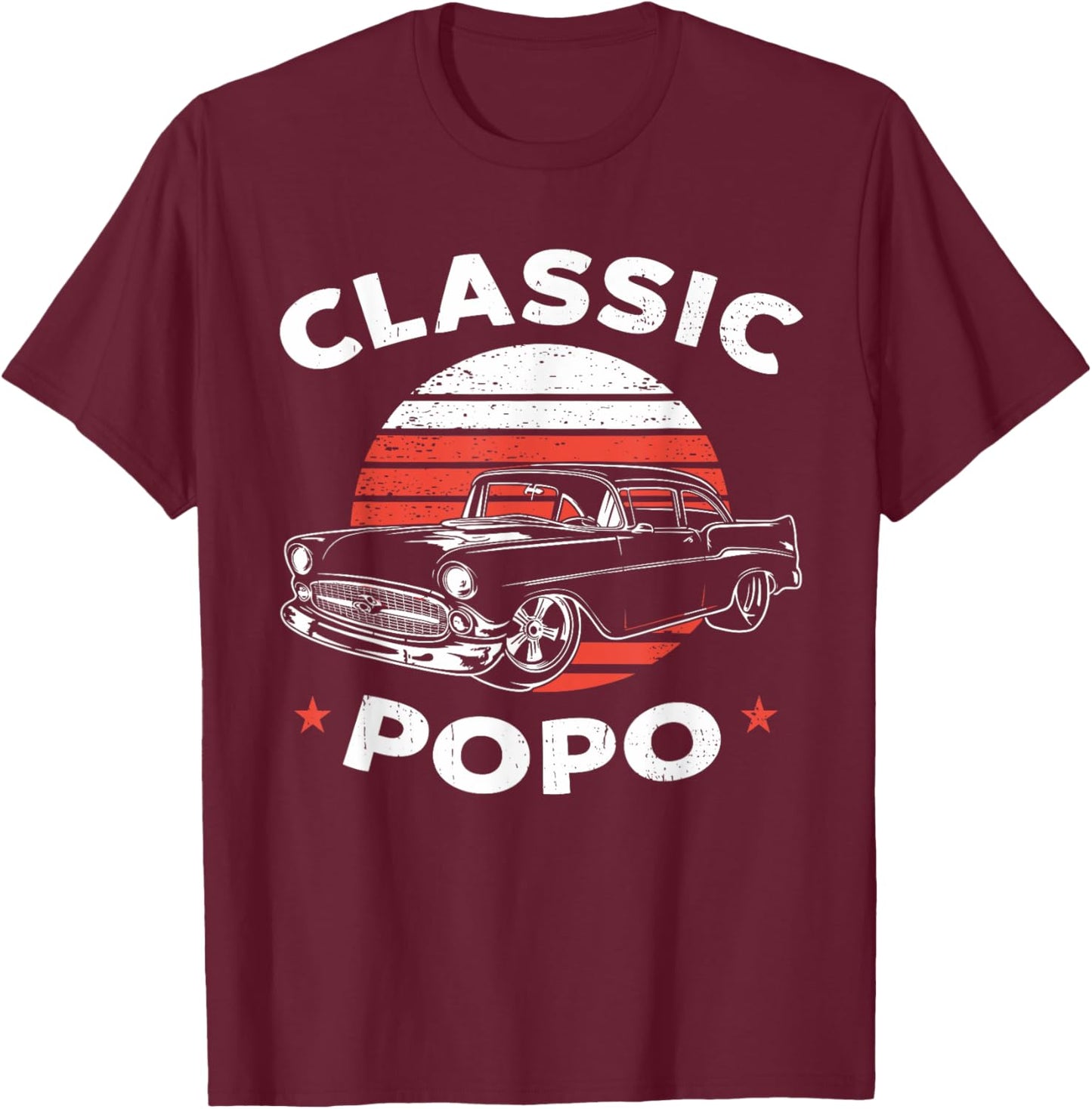 Popo Vintage Retro Classic Funny Car Lover Enthusiast T-Shirt - T-Shirt | Maroon
