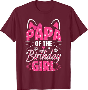 Papa Of The Birthday Girl Cat Kitty Family Matching T-Shirt - T-Shirt | Maroon