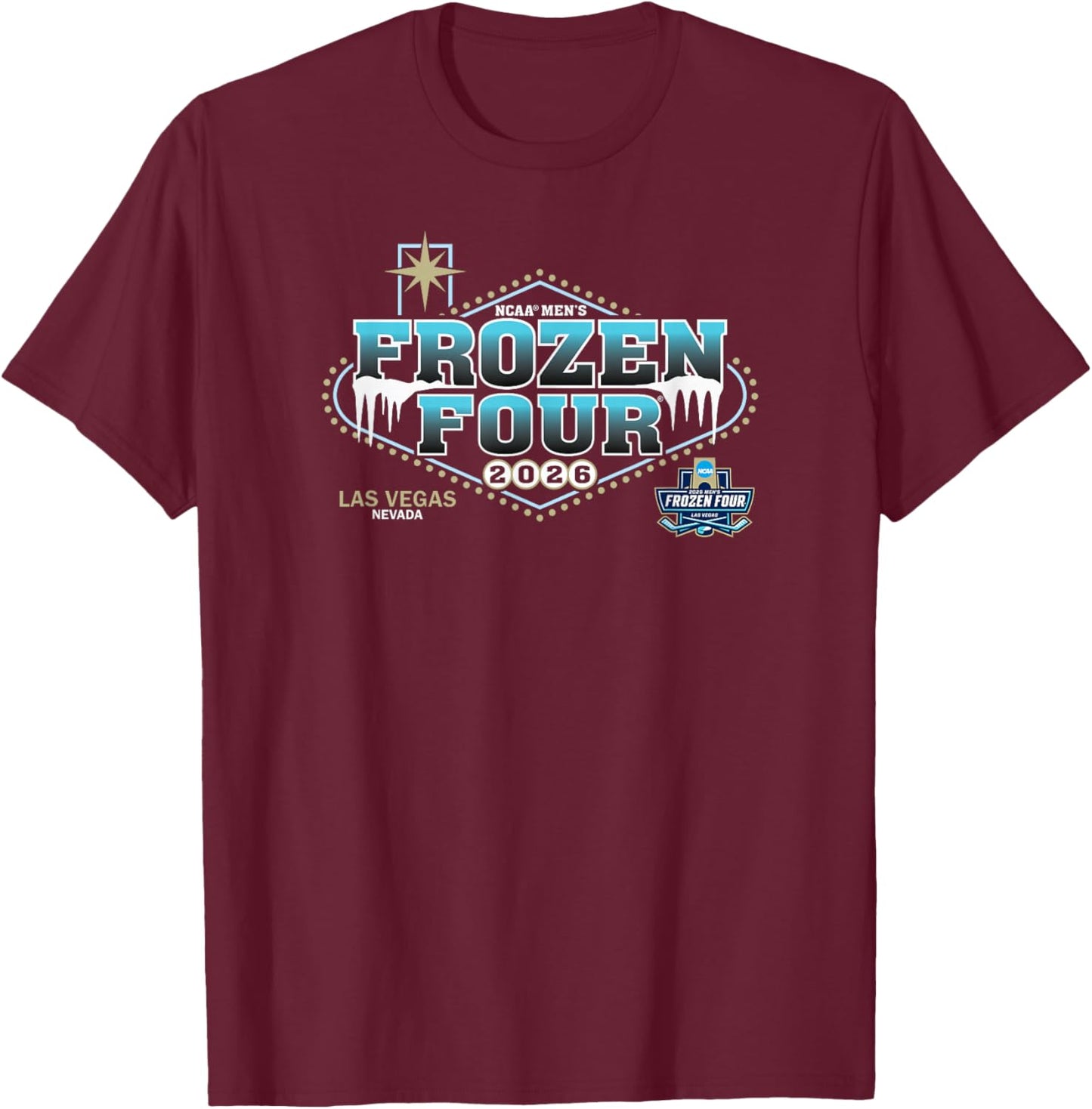 NCAA Frozen Four 2026 Men's Hockey Vegas Officially Licensed T-Shirt - T-Shirt | Maroon