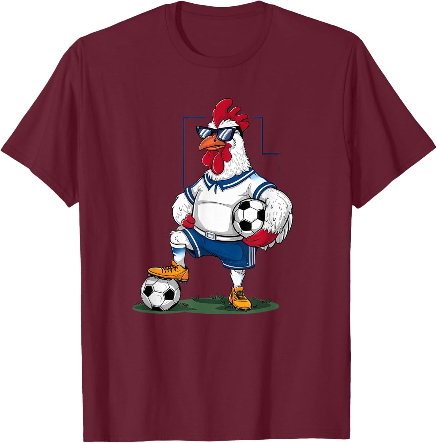 Funny Chicken Soccer Player Sports Design T-Shirt - T-Shirt | Maroon