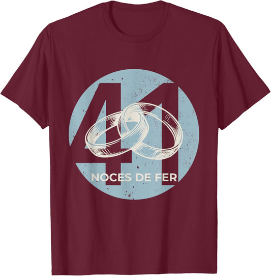 Gift Couple 41 Years of Wedding – Iron Wedding Anniversary T-Shirt - T-Shirt | Maroon