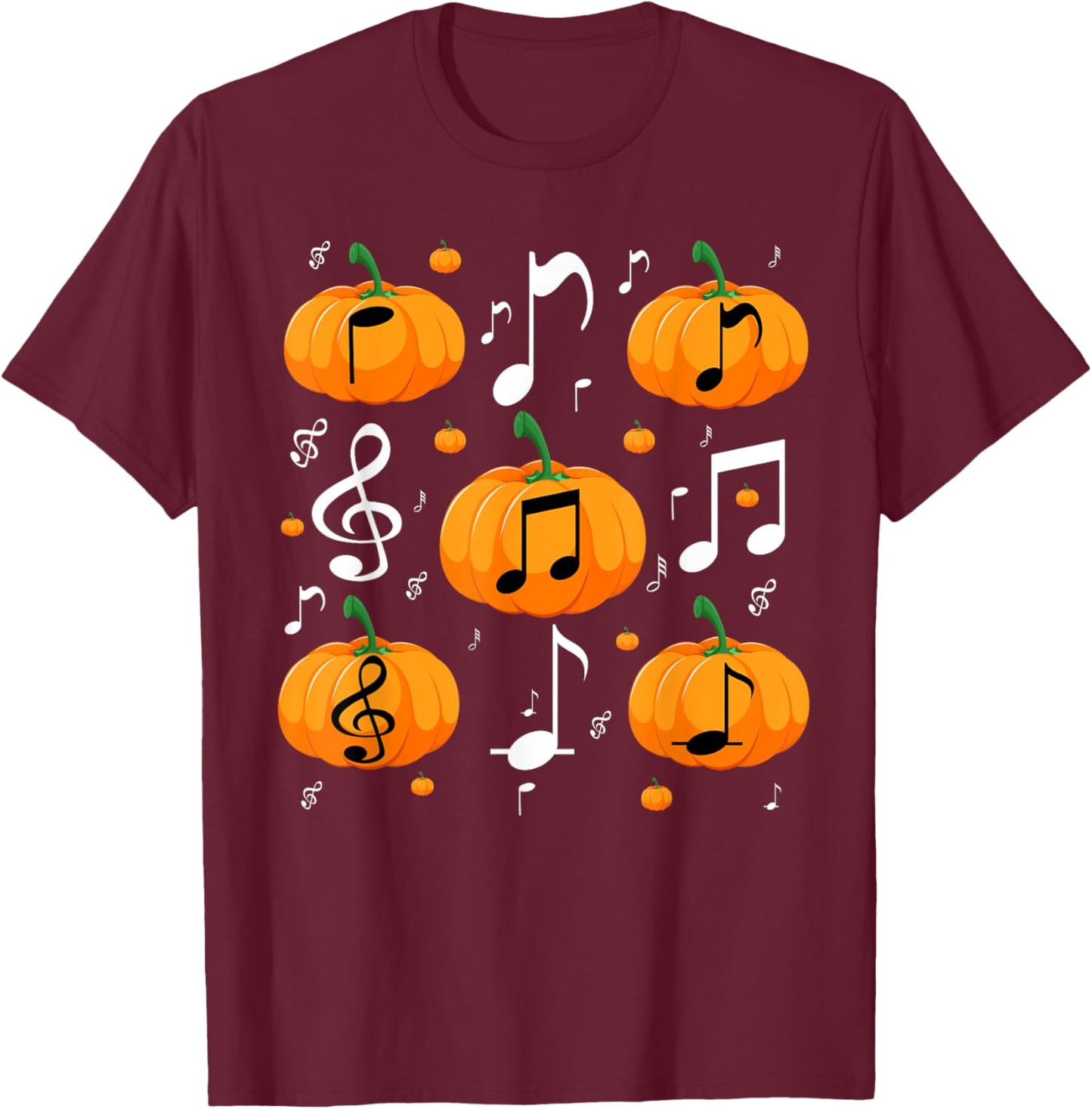 Music Note Pumpkin Fall Costume For Musicians And Teachers T-Shirt - T-Shirt | Maroon