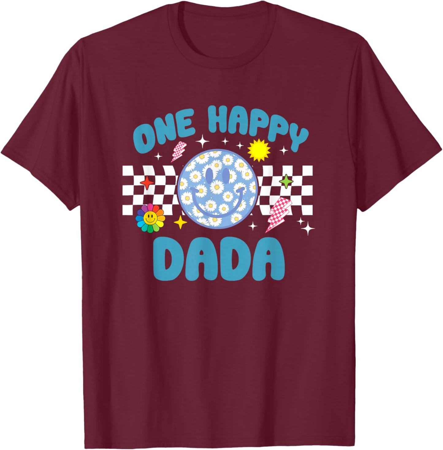 One Happy Dude Dada 1st Birthday Family Matching T-Shirt - T-Shirt | Maroon