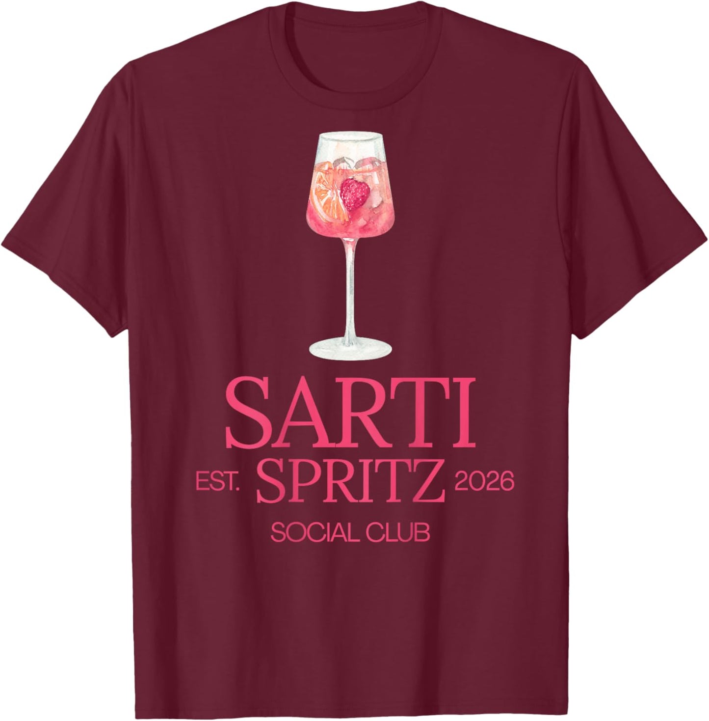 Sarti Spritz Social Club Italian Aperitif Style T-Shirt - T-Shirt | Maroon