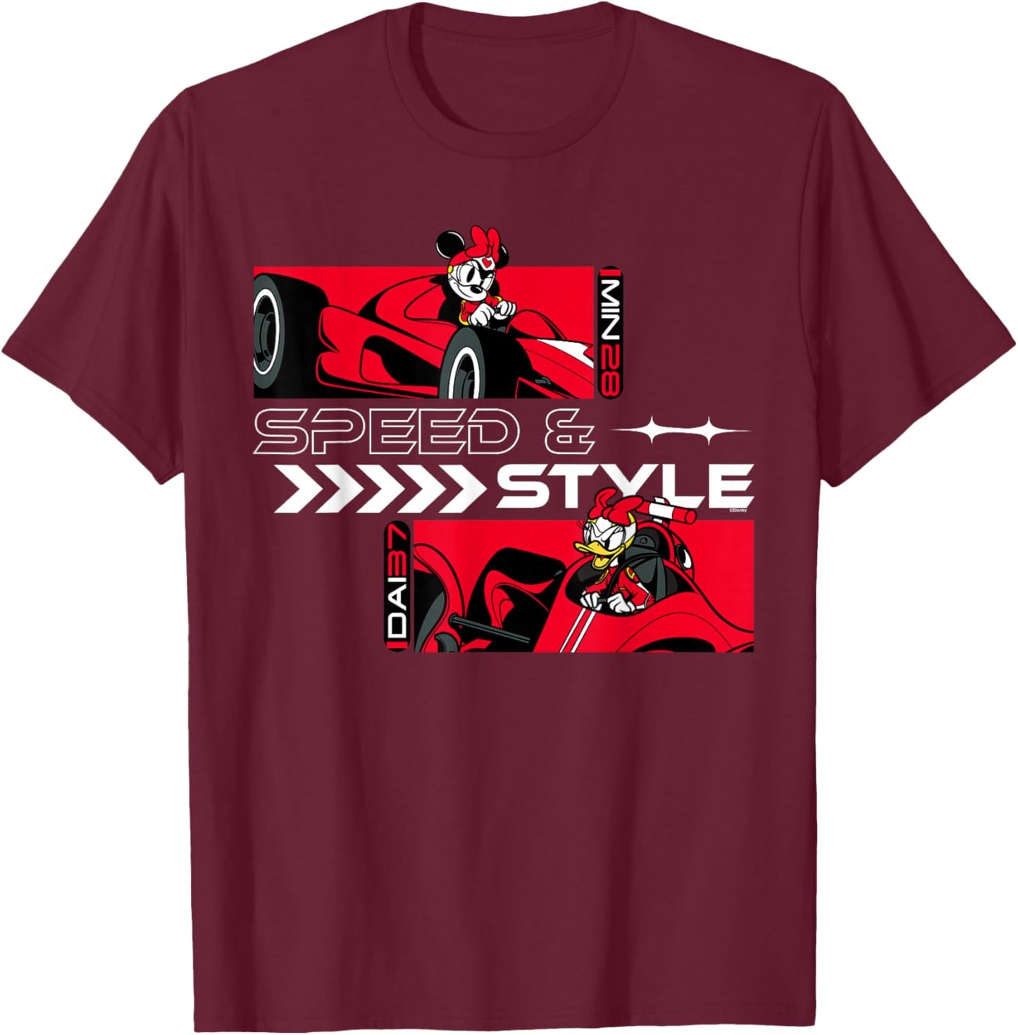 Disney Racing Minnie & Daisy Race Car Drivers Speed & Style T-Shirt - T-Shirt | Maroon