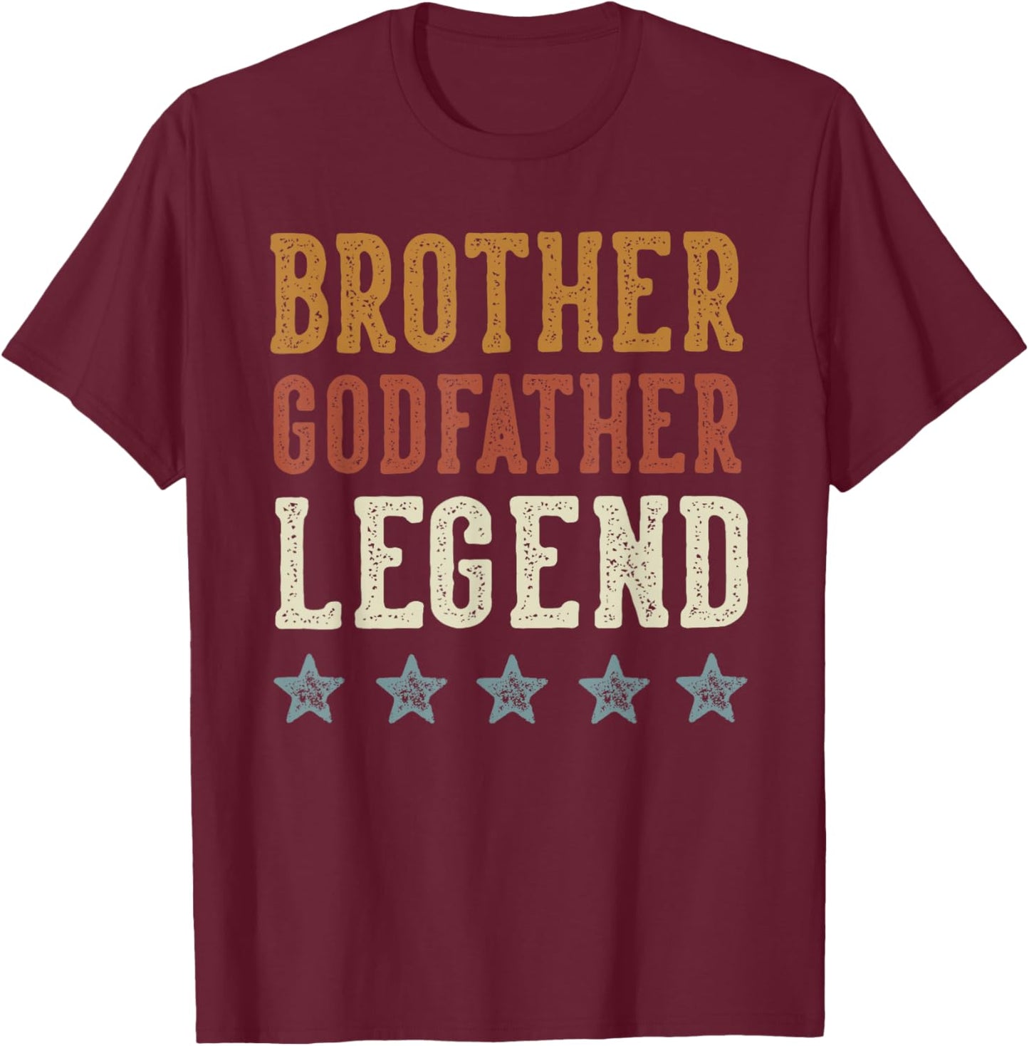 Brother Godfather Legend Classic Retro Distressed Lettering T-Shirt - T-Shirt | Maroon