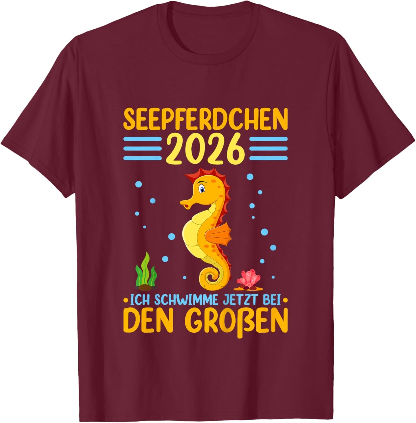 Seahorse 2026 Early Swimmer Badge T-Shirt - T-Shirt | Maroon