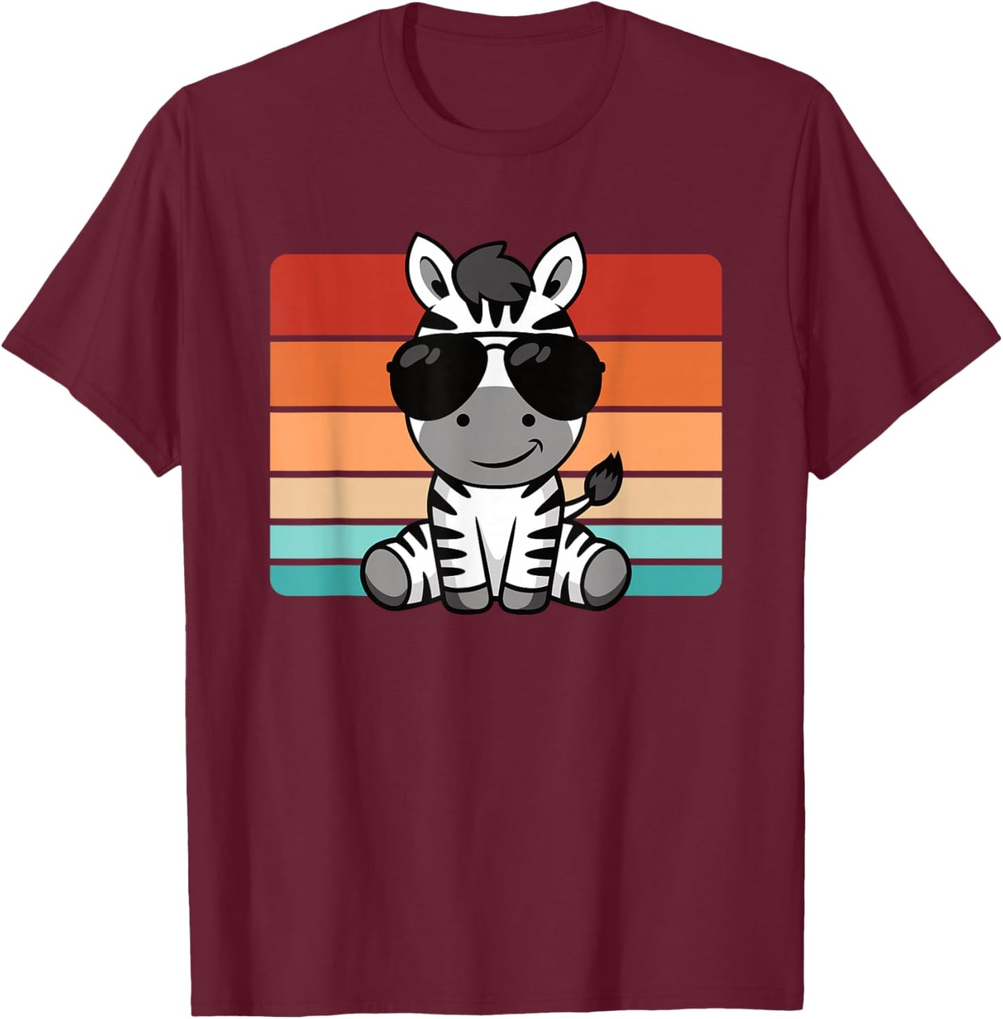 Cool Retro Zebra Lover Funny Men Boys Kids T-Shirt - T-Shirt | Maroon