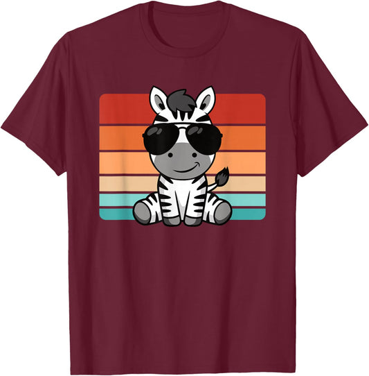 Cool Retro Zebra Lover Funny Men Boys Kids T-Shirt - T-Shirt | Maroon