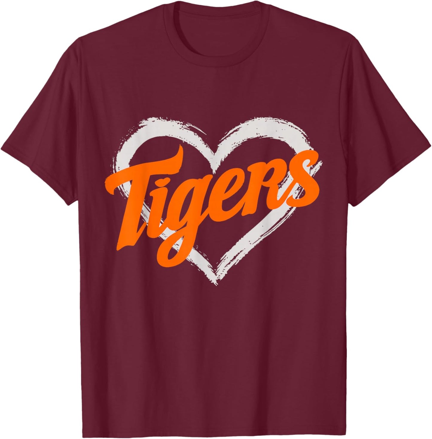 Vintage Tigers Heart Throwback Retro T-Shirt - T-Shirt | Maroon
