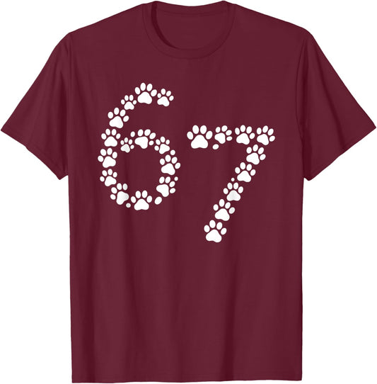 Funny Dog Shirts 6 7 Meme Dog Paws T-Shirt - T-Shirt | Maroon