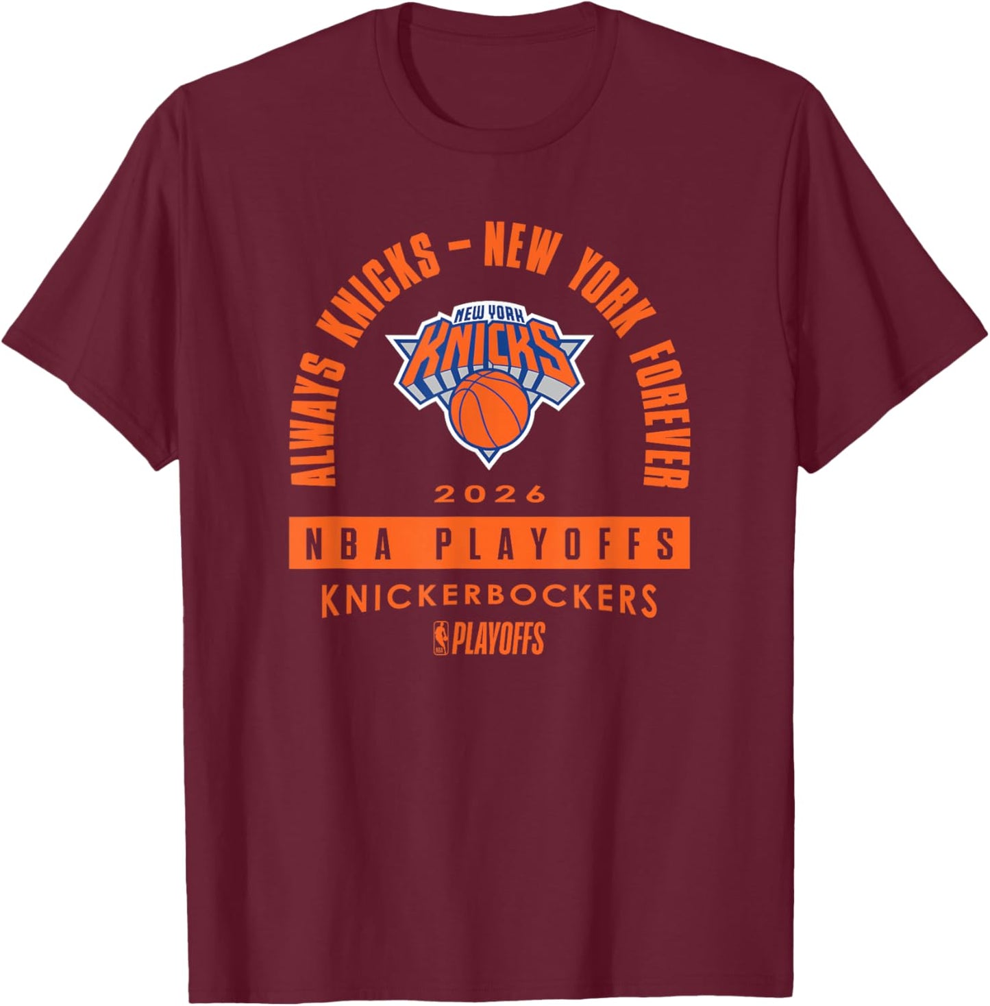 NBA 2026 Playoffs Mantra Knicks Over The Rainbow T-Shirt - T-Shirt | Maroon