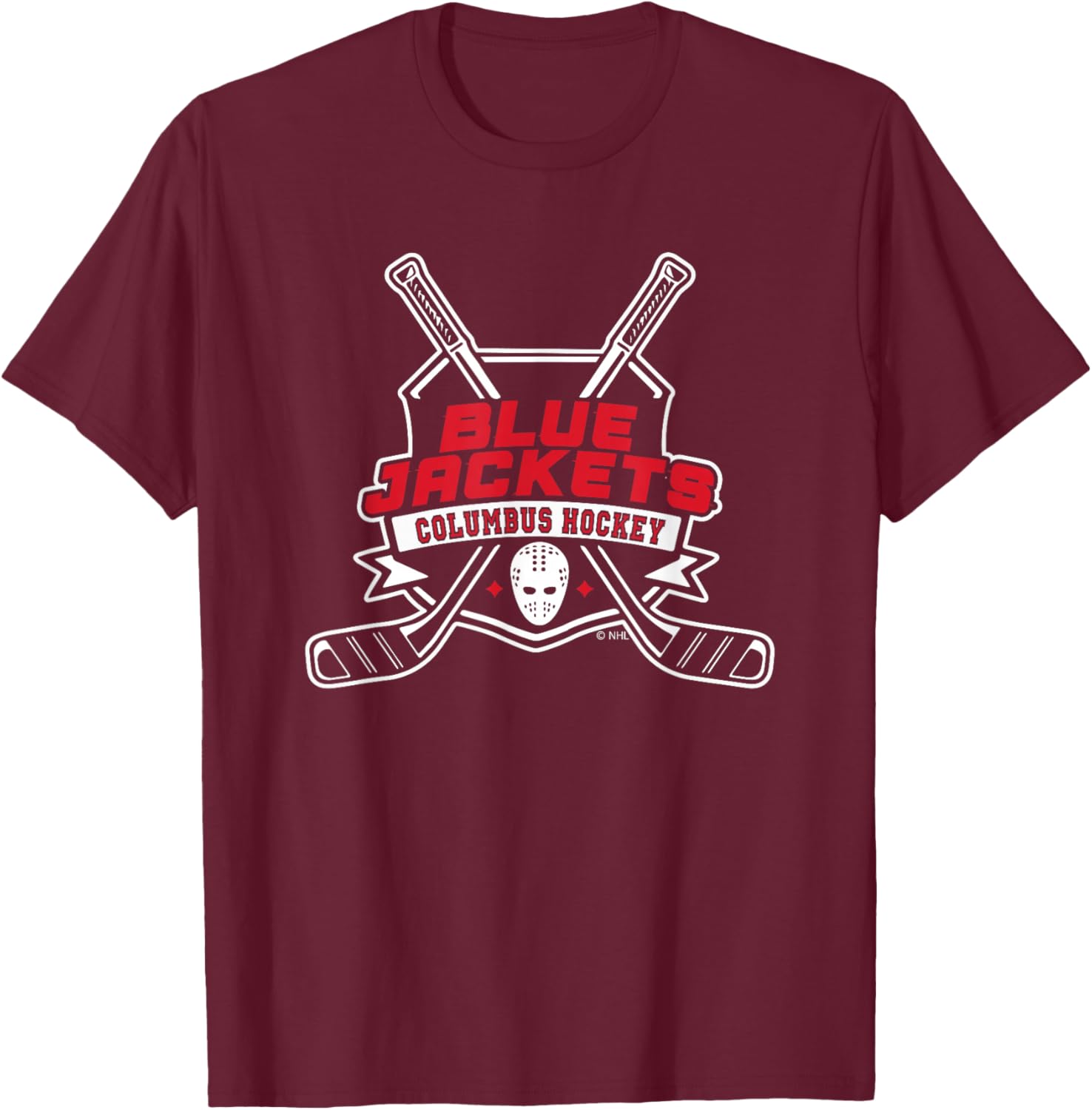 Columbus Blue Jackets Hockey Sticks Navy Officially Licensed T-Shirt - T-Shirt | Maroon