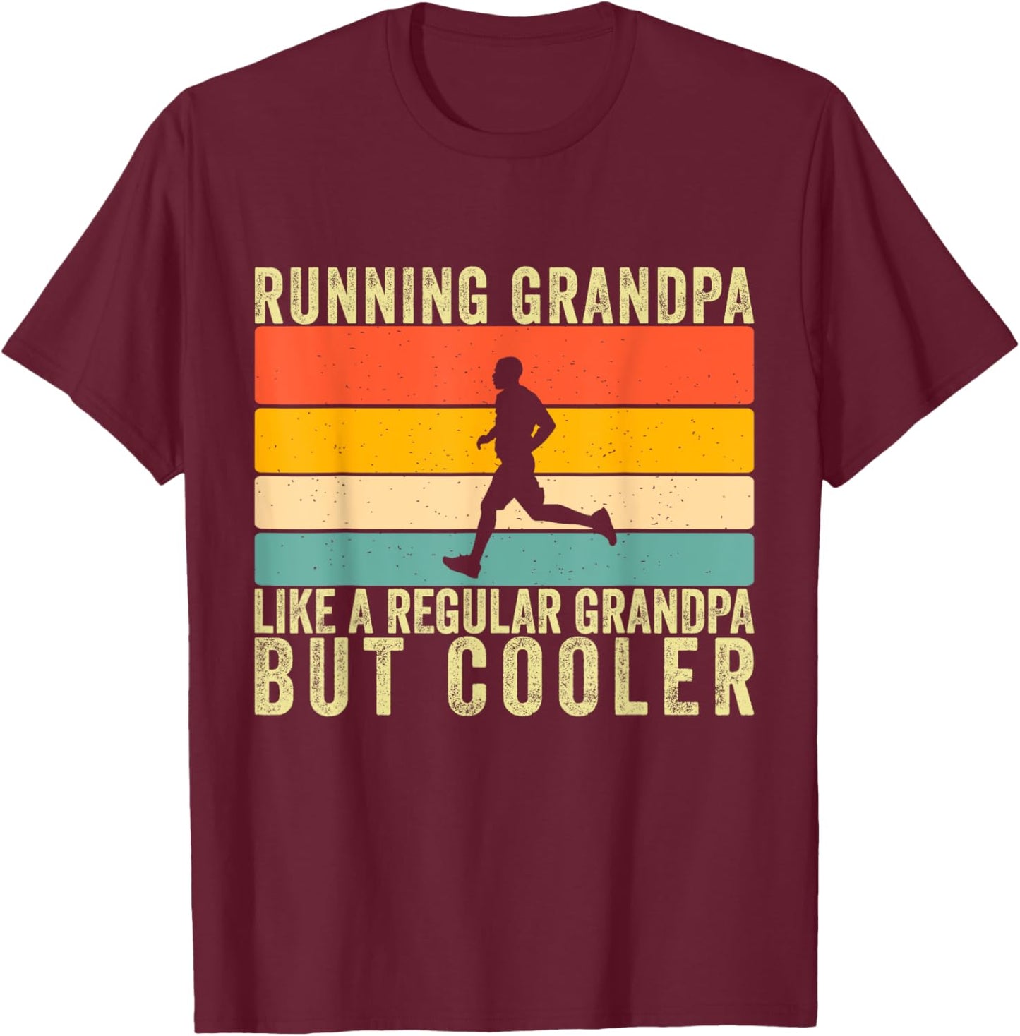 Running Grandpa Father Day Design Runner Grandfather T-Shirt - T-Shirt | Maroon