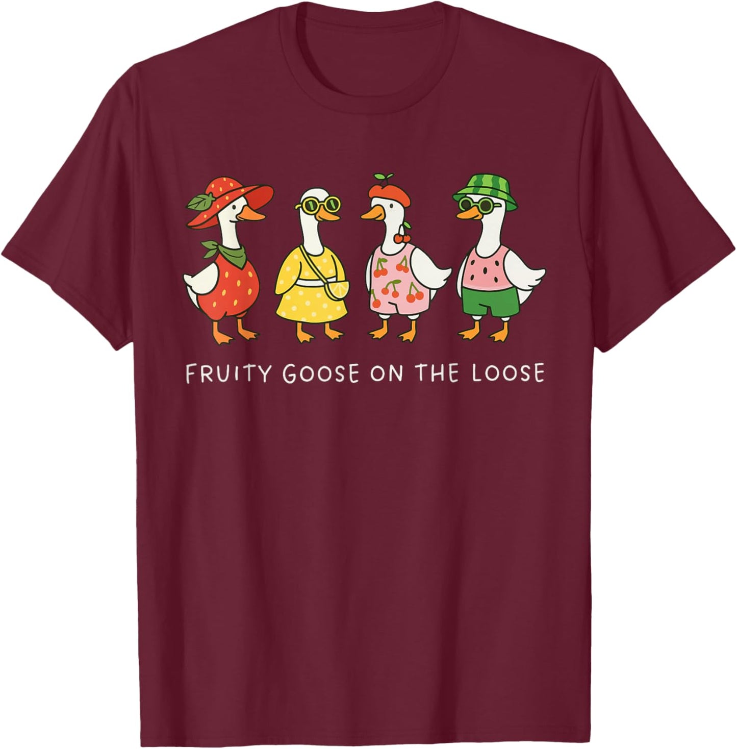 Funny Fruity Goose On The Loose Gay Rights LGBTQ Pride Month T-Shirt - T-Shirt | Maroon