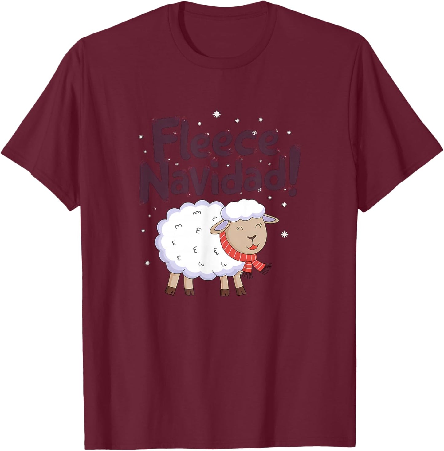 Fleece Navidad Funny Christmas Sheep Festive T-Shirt - T-Shirt | Maroon