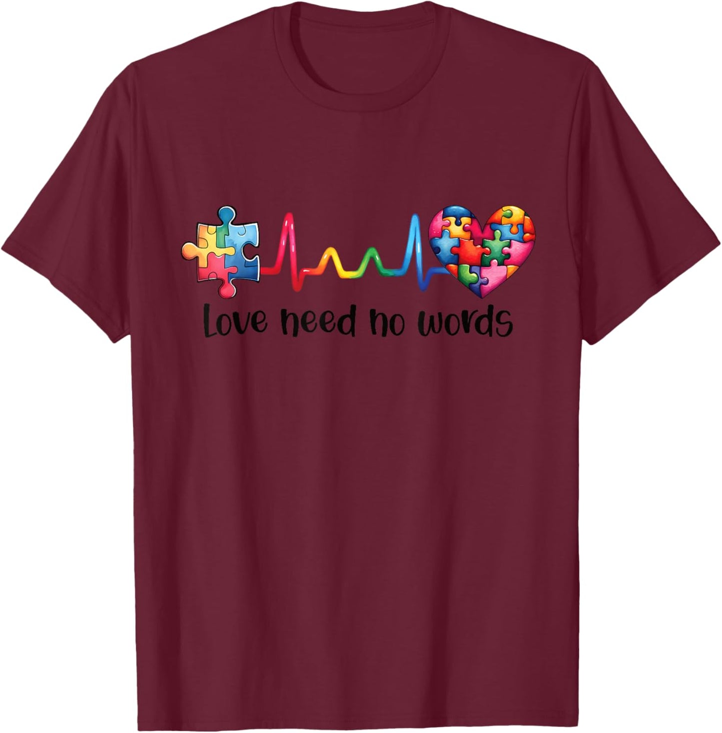 Autismus-Bewusstsein Neurodiversität Akzeptanz Autismus Papa Mama T-Shirt - T-Shirt | Maroon