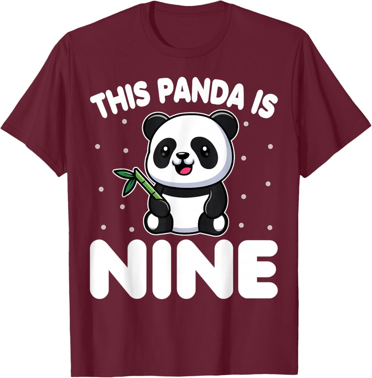 This Panda Is Nine 9th Birthday Party 9 Years Old Boys Girls T-Shirt - T-Shirt | Maroon