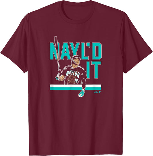 Josh Naylor - Nayl'd It Bat Flip - Seattle Baseball T-Shirt - T-Shirt | Maroon