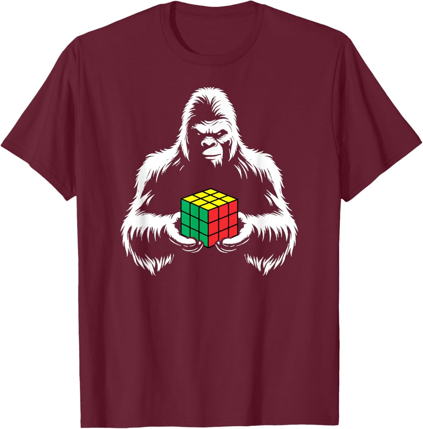 Competitive Puzzle Cube Sasquatch Bigfoot Speed Cubing T-Shirt - T-Shirt | Maroon
