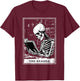 Tarot Card Shirt The Reader Tarot Skeleton Reading Book T-Shirt - T-Shirt | Maroon