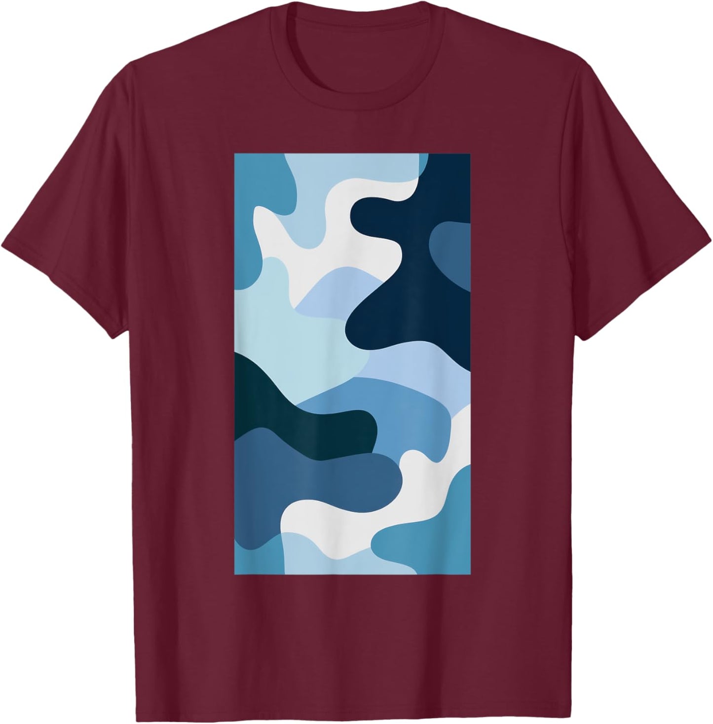 Blue Camo Hunting Camouflage Hunters Guys Outdoors T-Shirt - T-Shirt | Maroon