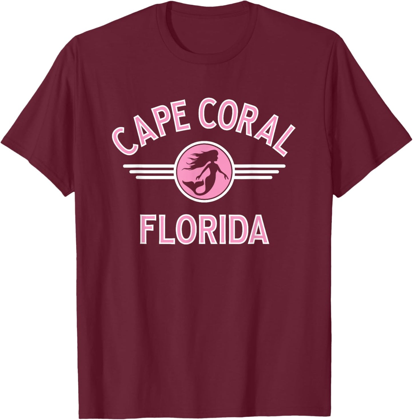 Cape Coral Florida Mermaid Circle T-Shirt - T-Shirt | Maroon