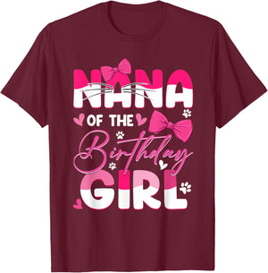 Nana Of The Birthday Girl Cat Kitty Family Matching T-Shirt - T-Shirt | Maroon