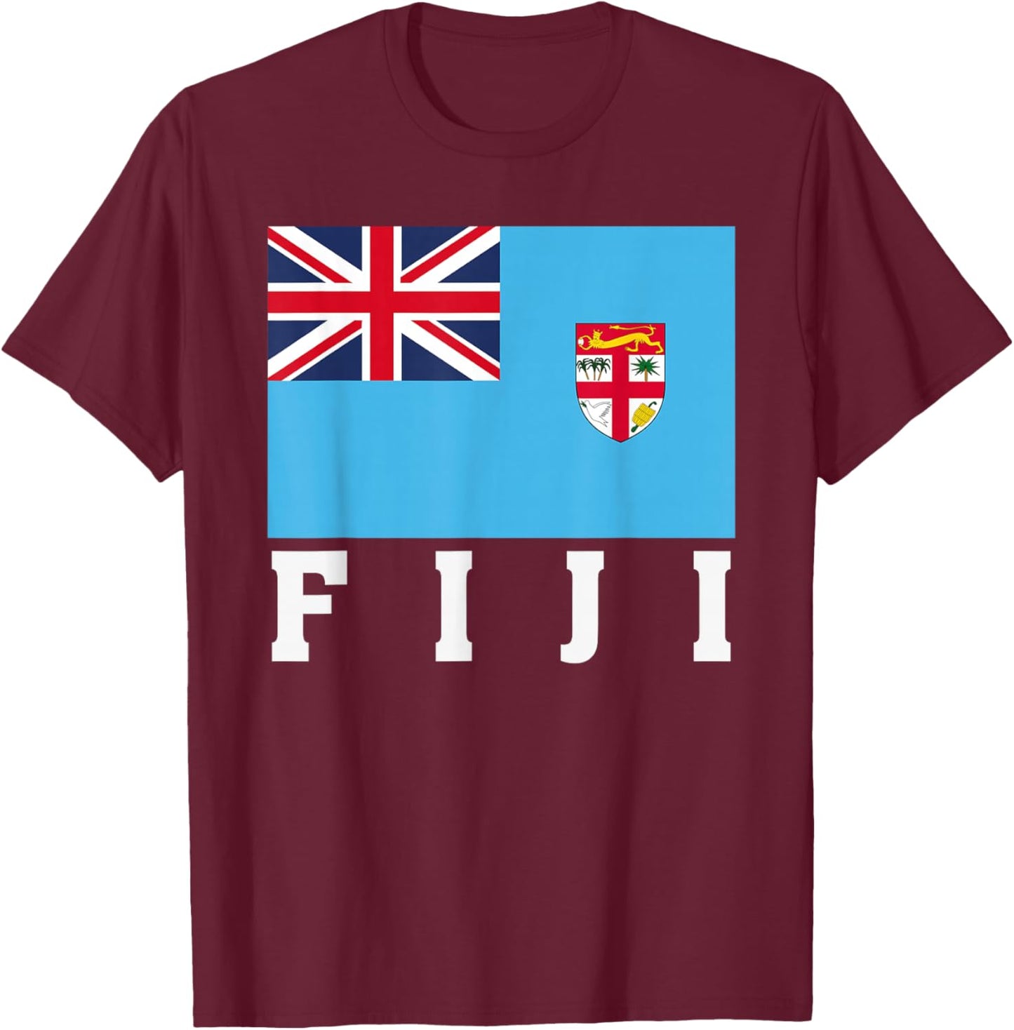 Fiji Flag Patriotic National Roots Souvenir T-Shirt - T-Shirt | Maroon