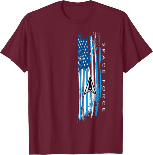 Space Force -Distressed T-Shirt - T-Shirt | Maroon