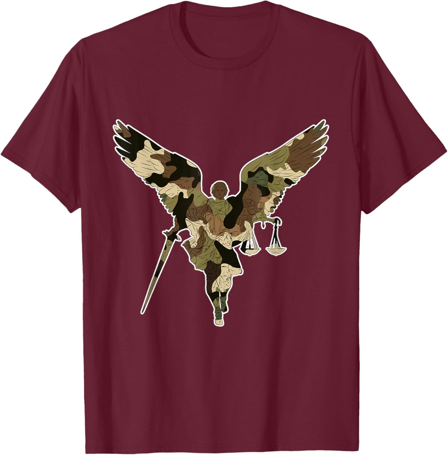 St Michael the archangel warrior of justice. Christian faith T-Shirt - T-Shirt | Maroon