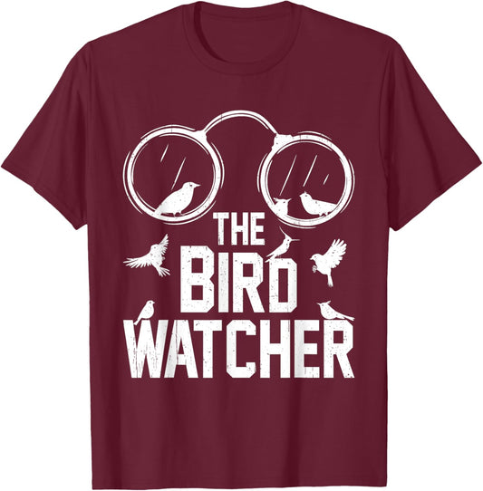 The Bird Watcher Funny Bird Nerd Birds Lover Ornithologist T-Shirt - T-Shirt | Maroon