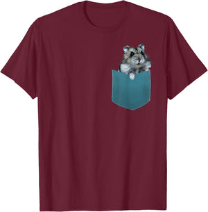 Cute Hamster Shirt – Hamster Peeking from Pocket T-Shirt - T-Shirt | Maroon