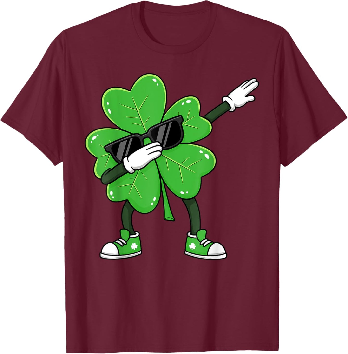 Dabbing Shamrock St Patricks Day Funny Boys Girls Kids Dab T-Shirt - T-Shirt | Maroon