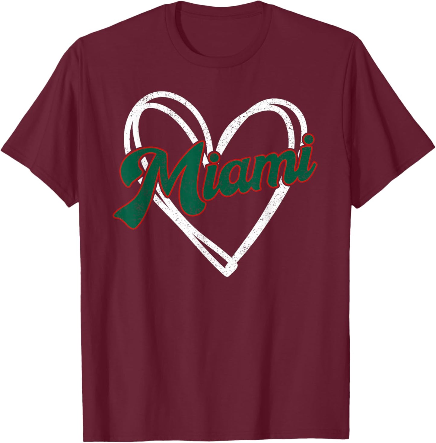 Miami - Heart Vintage Men Women T-Shirt - T-Shirt | Maroon