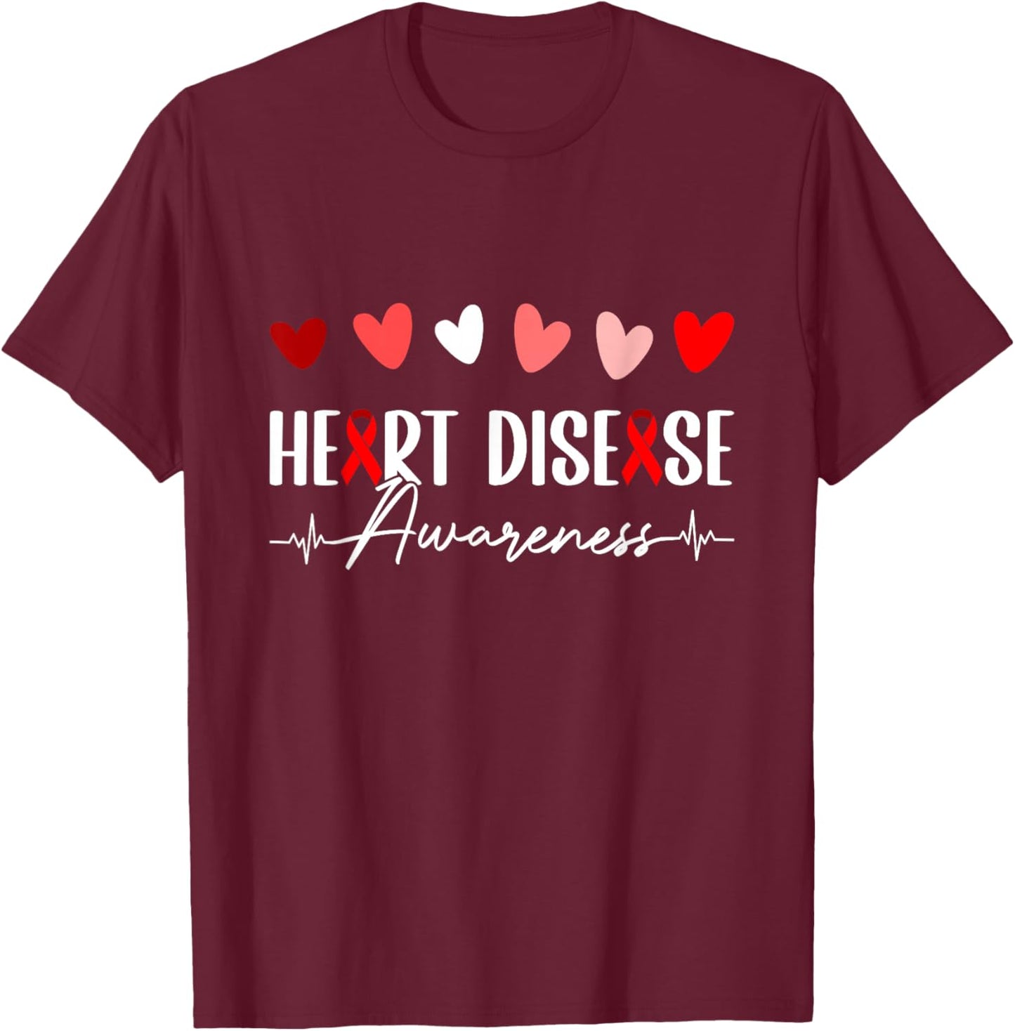 Heart Diseas Awareness CHD Awareness red Heart Health T-Shirt - T-Shirt | Maroon