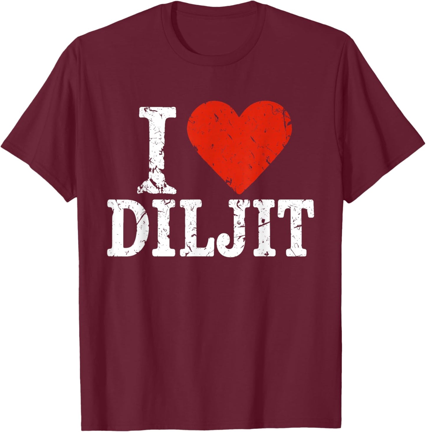 I Love Diljit Heart Retro Personalized First Name Groovy T-Shirt - T-Shirt | Maroon