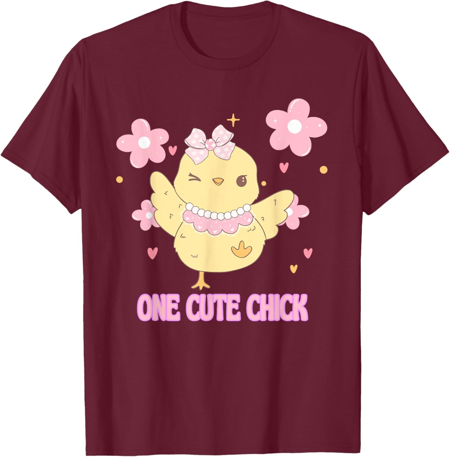 One Cute Chick - Funny Easter Chick for Kids T-Shirt - T-Shirt | Maroon