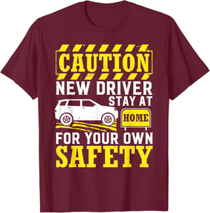 Caution New Licensed Driver Permit Driving Student T-Shirt - T-Shirt | Maroon