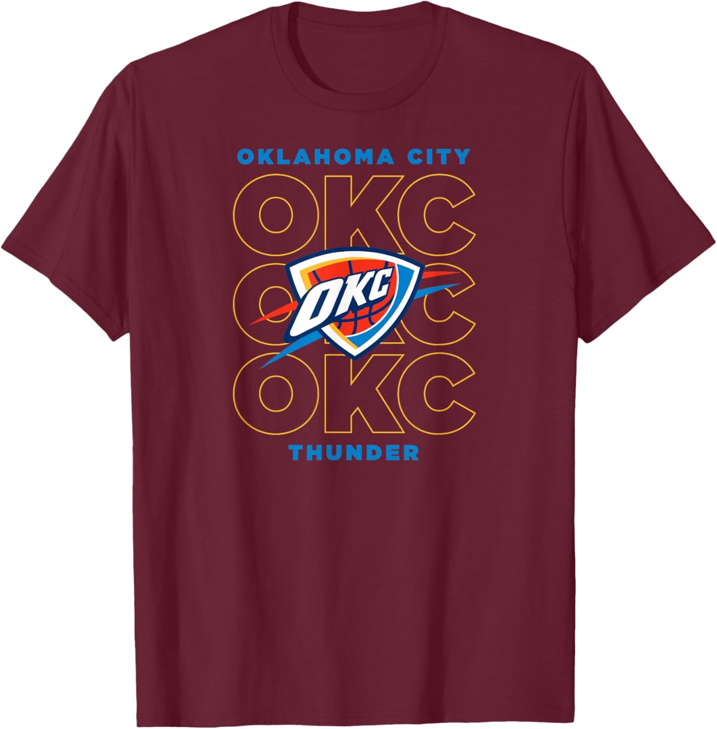 NBA – Oklahoma City Thunder Stacked City Logo T-Shirt - T-Shirt | Maroon