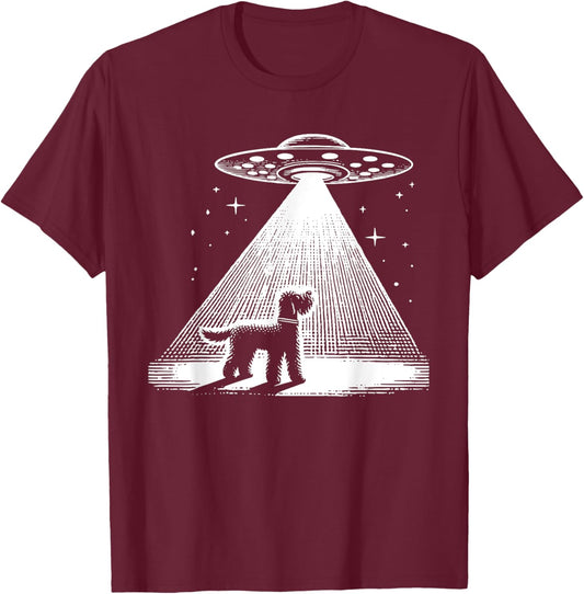 Whoodle Mom Dad Dog - Funny Alien UFO T-Shirt - T-Shirt | Maroon