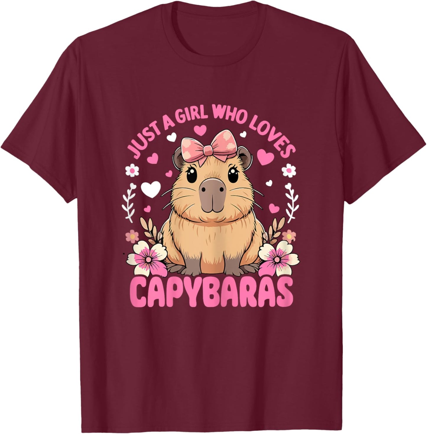 Just a Girl Who Loves Capybaras Graphic T-Shirt - T-Shirt | Maroon