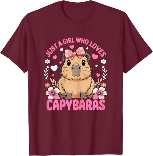 Just a Girl Who Loves Capybaras Graphic T-Shirt - T-Shirt | Maroon
