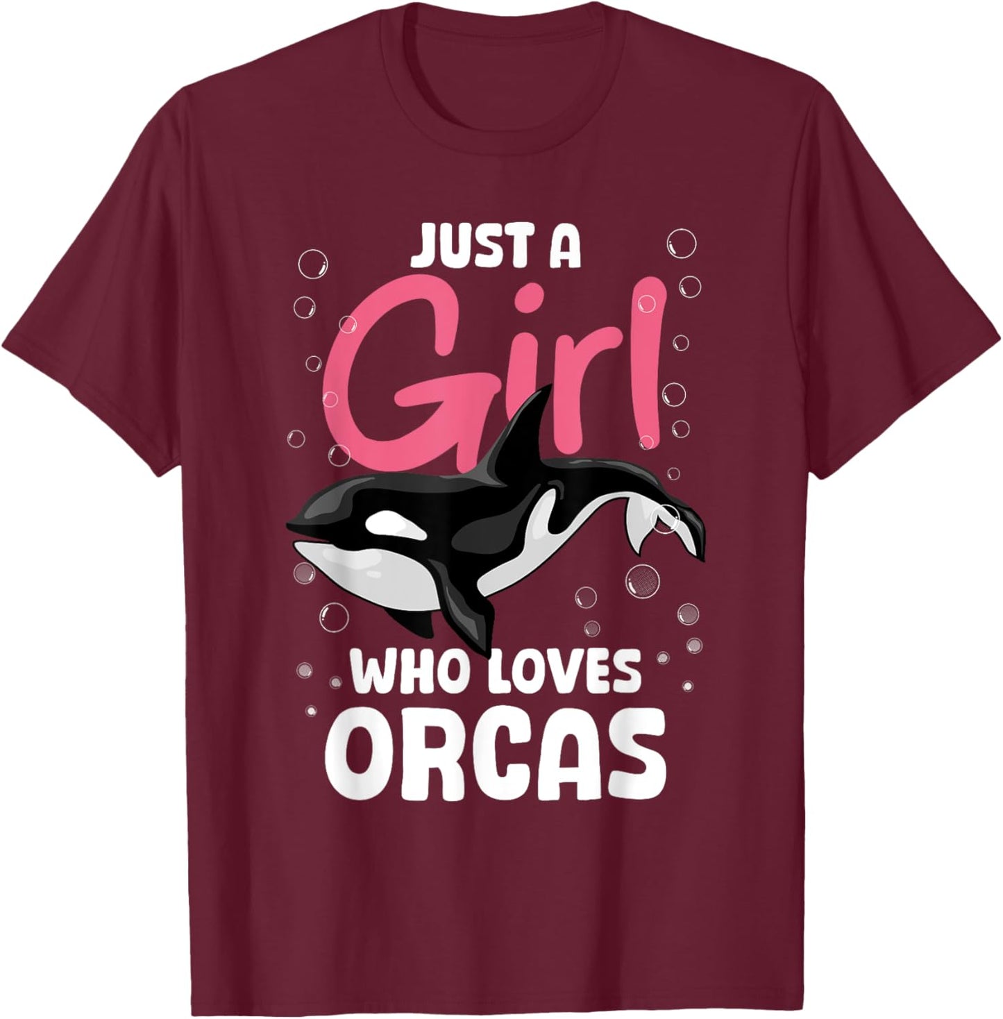 Cool Orca Whale Design For Girls Women Kids Ocean Orca Lover T-Shirt - T-Shirt | Maroon