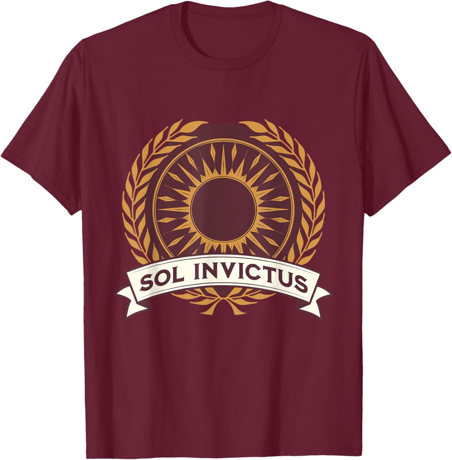 Agema Apparel Sol Invictus Roman God of the Sun Roman Mythology , Small, Black T-Shirt - T-Shirt | Maroon