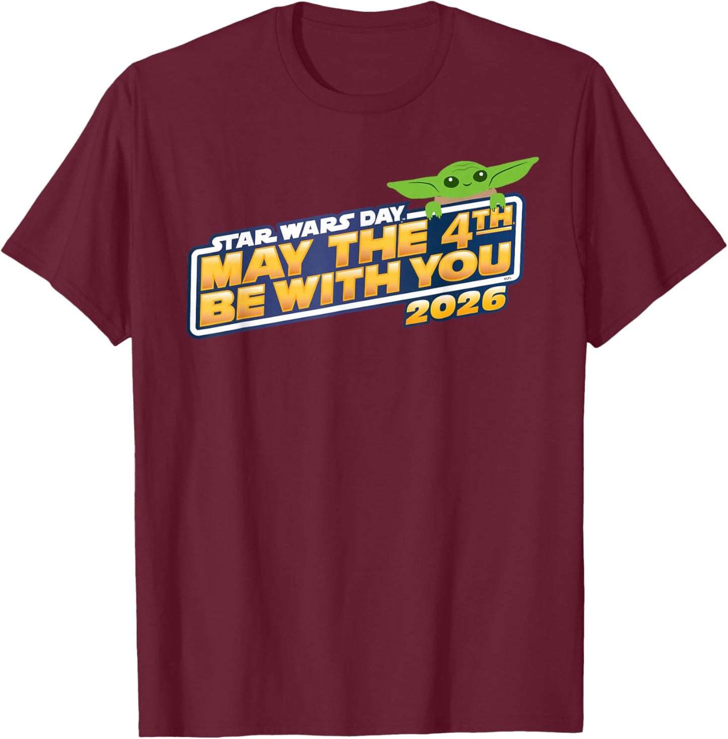 Star Wars Day: May The 4th Be with You 2026 Grogu Logo T-Shirt - T-Shirt | Maroon