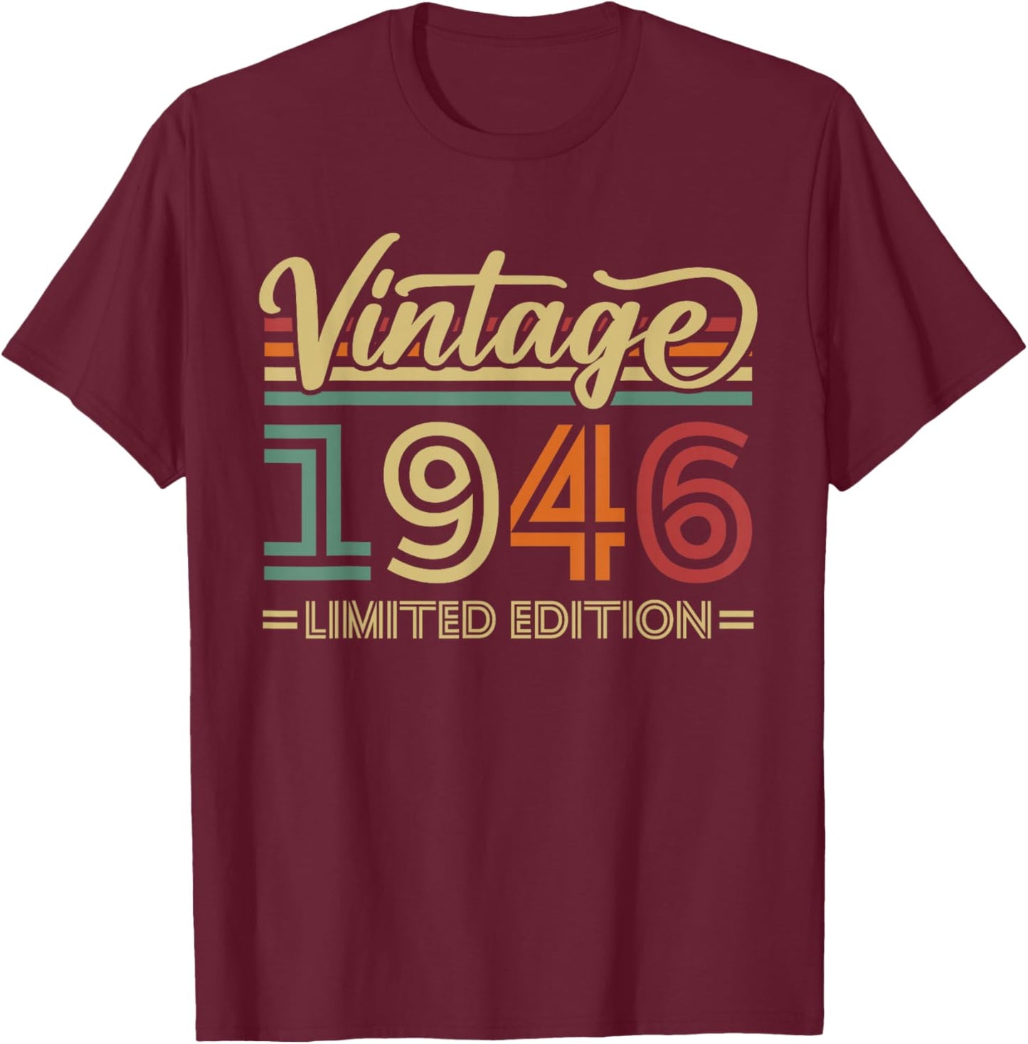 Vintage 1946 80th Birthday Gift Women T-Shirt - T-Shirt | Maroon