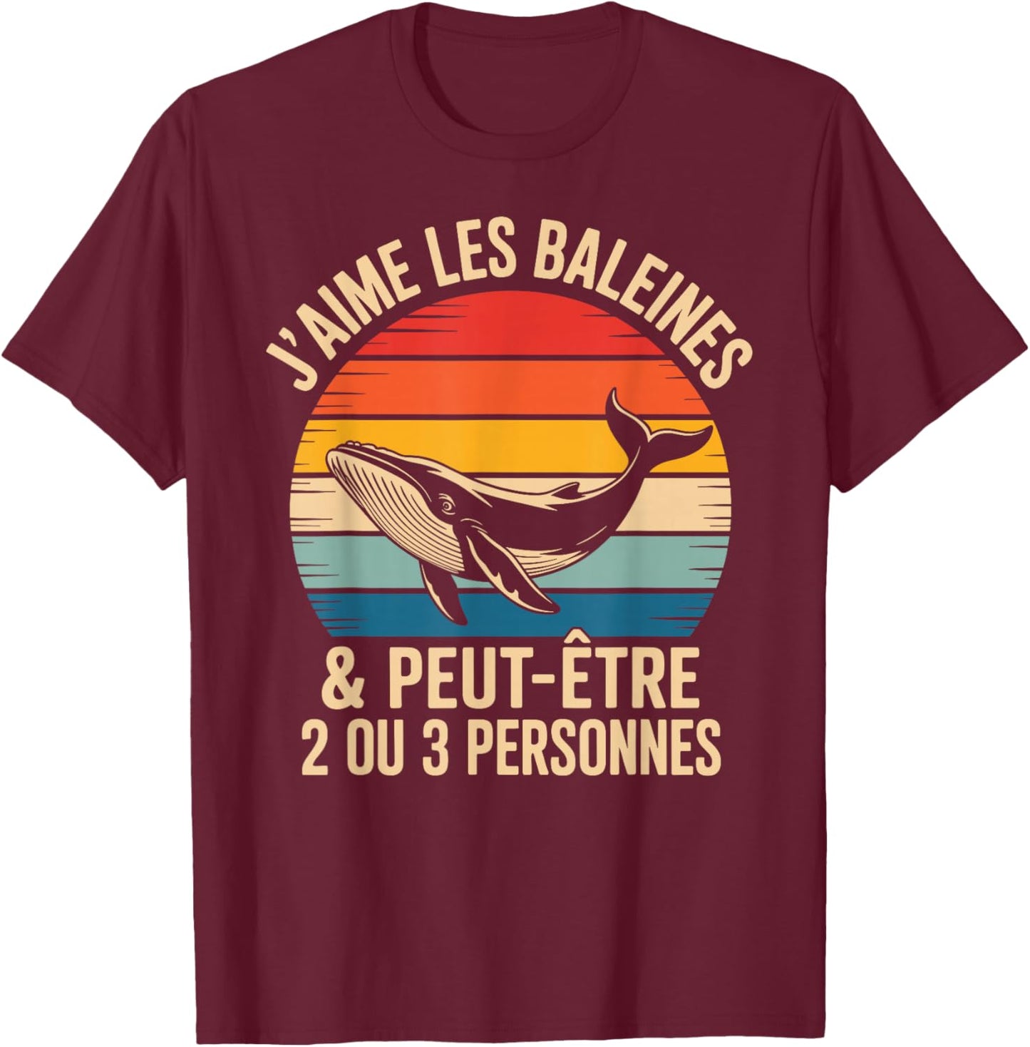 Whale Design Girl Boy Child J'aime Baleines T-Shirt - T-Shirt | Maroon