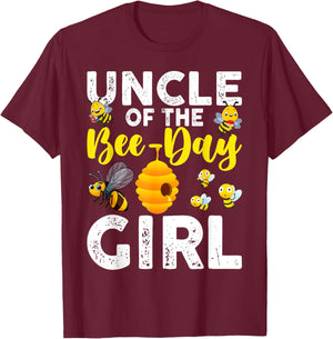 Uncle of the Bee-Day Girl Bee Birthday Party Matching Family T-Shirt - T-Shirt | Maroon
