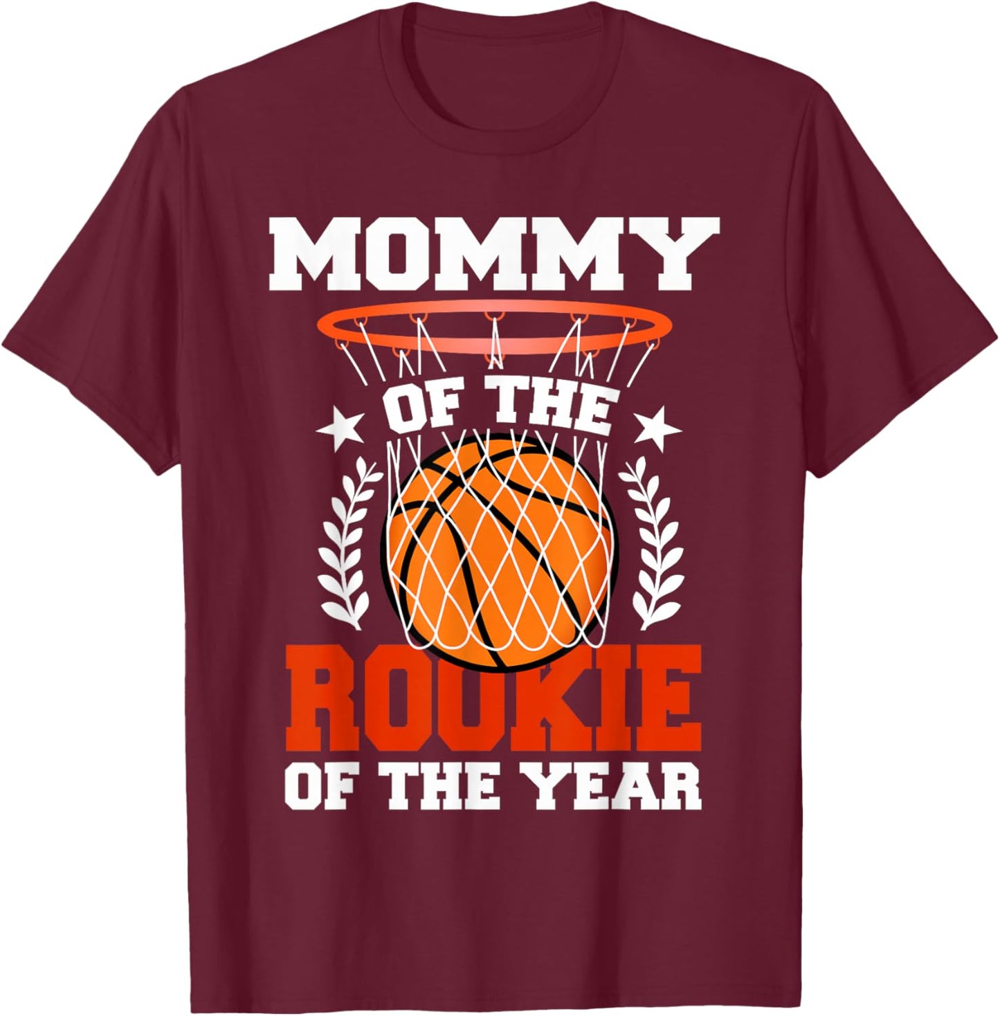 Mommy Of Rookie 1st Basketball Birthday Theme Matching T-Shirt - T-Shirt | Maroon